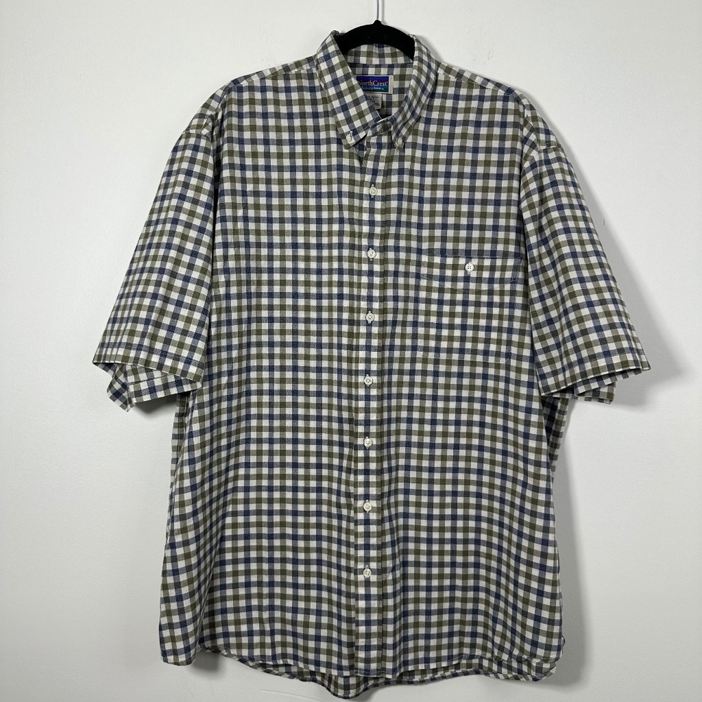 NorthCrest Men's Sz XLT Button-Down Shirt Checkered Used Good Condition
